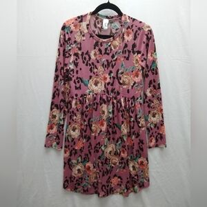 Women's Floral Long Sleeve Knee Length Dress by Hayzel Sz LG Mauve